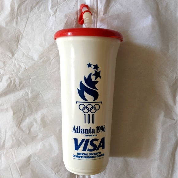 Other - Vintage Atlanta 1996 Olympics Plastic Cup with lid and straw